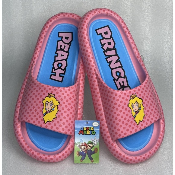 Ground Up Princess Peach Slides Slip On Pink Sandals Super Mario Women's Size 11 - Picture 1 of 16